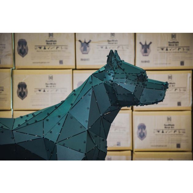 3D Metal Geometric Pitbull Large Statue - Domko.com