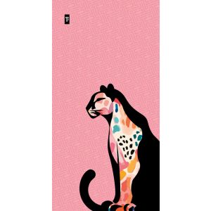 Beach Towel Feel & Touch Printed Animals 03 Pink