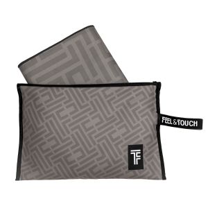 Beach towel set with bag Feel & Touch Motivo 08 Anthracite