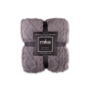 G230568-3 Одеяло Rombus 2ply Flannel Sherpa Grey