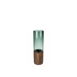 G23018/19/20 Glass Vase, Green with Wooden Base