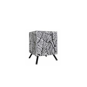 G230493 S/M/L Metal Pot Black/White Leaves