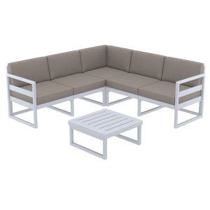 Ъглов Комплект MYKONOS LOUNGE 134 Сребристо Сив с възглавници