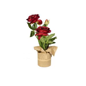 G1911015 Artificial flower with pot red