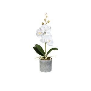 G1911014 Изкуствена орхидея в саксия, бяла