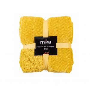 Blanket Jacquard Flannel Sherpa.ochre