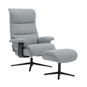 Relaxing chair with a stool Alpha Med. Grey Aragon 93
