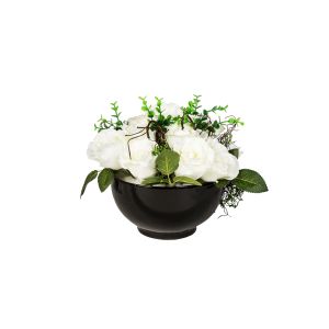 G1911016 Изкуствени рози в саксия, бели